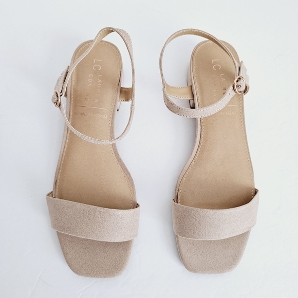 New! Lauren Conrad Faux Suede Block Heel Square Toe Sandals - Picture 4 of 8
